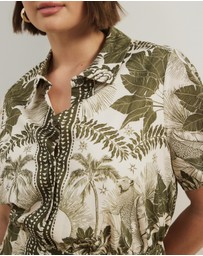 Atmos&Here Curvy - Remi Linen Blend Mini Shirt Dress