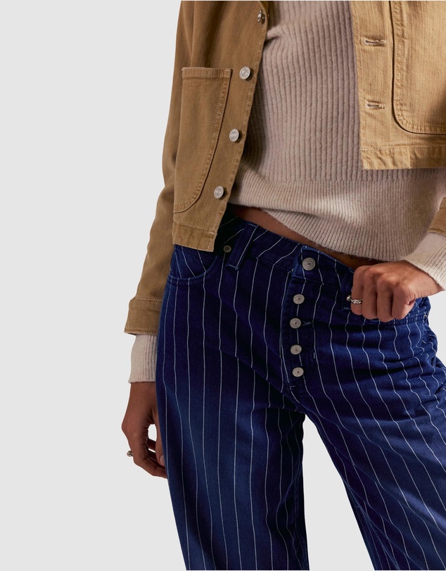 Free People - Striped Nia BF Jeans