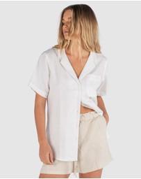 CAMIXA - REVERE Open Collar Short Sleeve Linen shirt