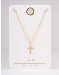 Lovisa - Gold Plated Brass Cubic Zirconia Paved Cross Necklace