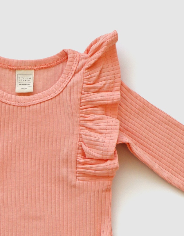 WITH LOVE FOR KIDS - Shimmy Wide Ribbed Long Sleeve Onesie - Babies