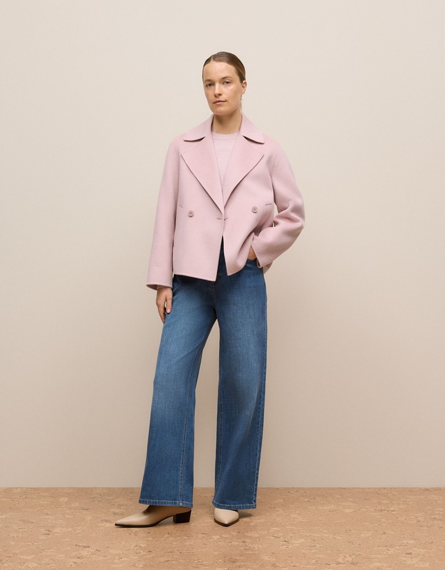 Trenery - Double Faced Wool Peacoat in Pink Rose