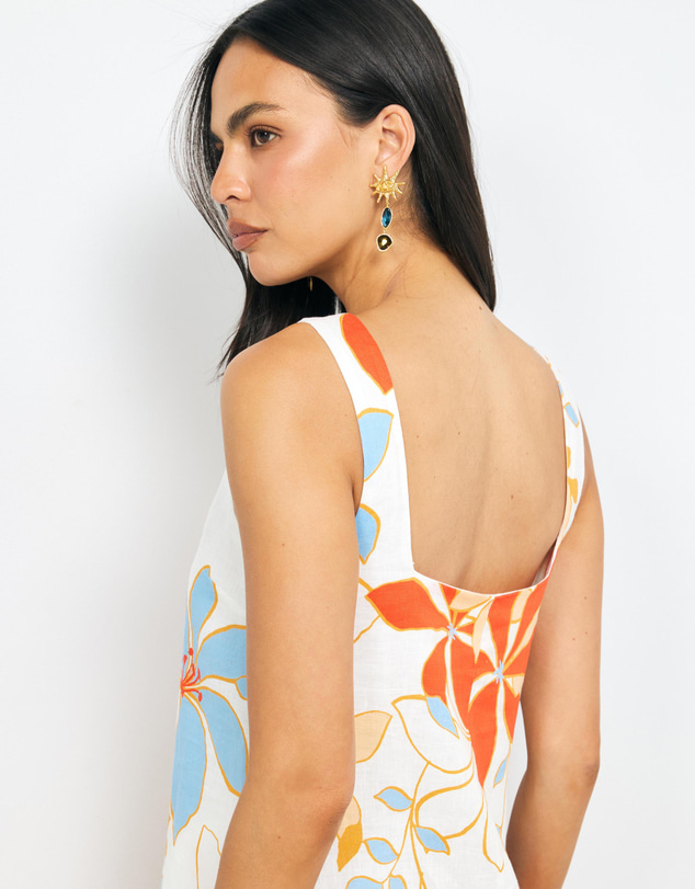 AERE - Cielo Boat Neck Linen Mini Dress