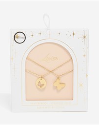 Lovisa - Waterproof Gold Plated Stainless Steel BFF Butterfly Layered Necklace