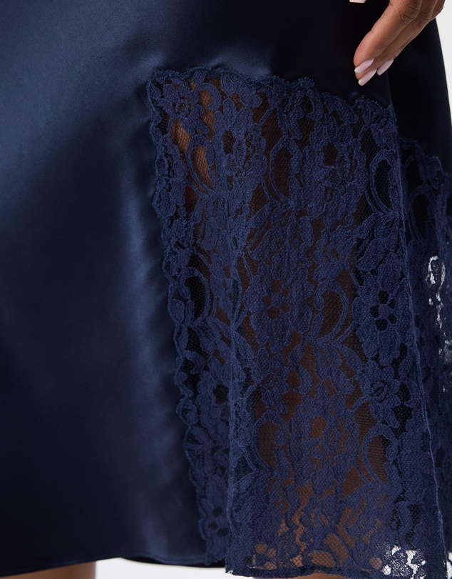 Damson Madder - Elea Satin And Lace Midi Skirt