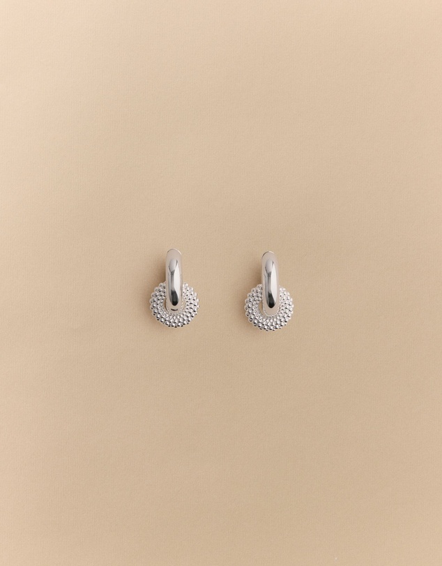 Trenery - Rava Drop Hoop Earrings in Silver