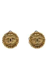Pre-Loved by Azura Reborn - Pre-Loved Gold Plated CC Chain Round Clip On Earrings