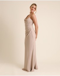 Six Stories - Cowl Front Asymmetrical Chiffon Bridesmaid Dress