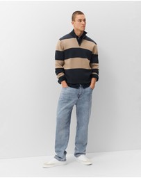 UNISON - Block Stripe Half Zip Knit