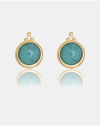 Georgini - Natural Turquoise And Two Natural Diamond December Gold Earrings