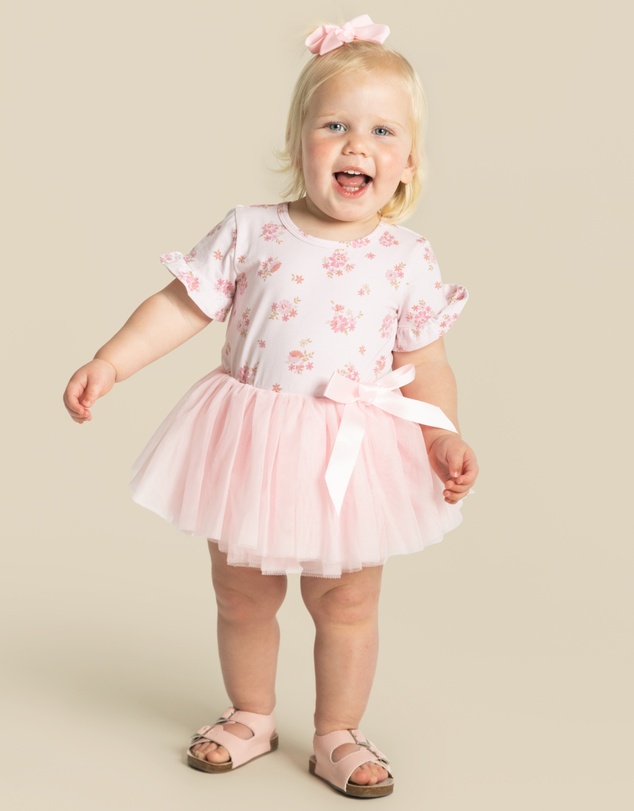Designer Kidz - Bella Floral S/S Tutu Romper
