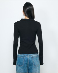 AERE - Indie LS Rib Polo Top