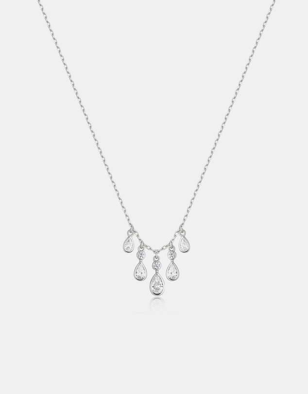 Ania Haie - Silver Bezel-Set Teardrop Cascade Necklace