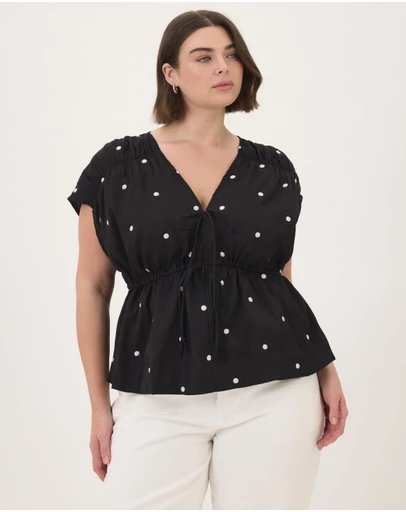 Atmos&Here Curvy - Hailey Organza Gathered Top