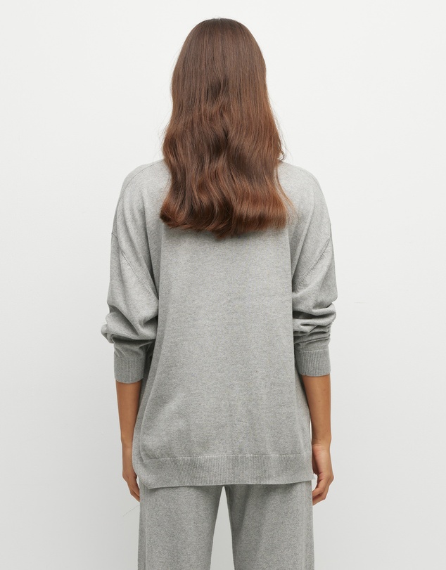 JH Lounge - JHL Crew Sweater (Cotton Cashmere) Grey Marle