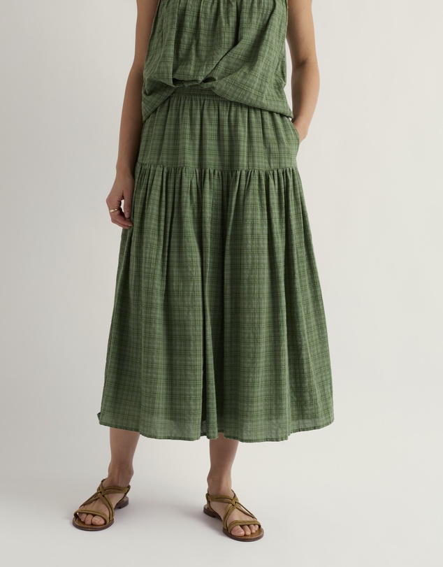 Seasalt - Seasalt Cornwall Green Purslane Tiered Midi Skirt
