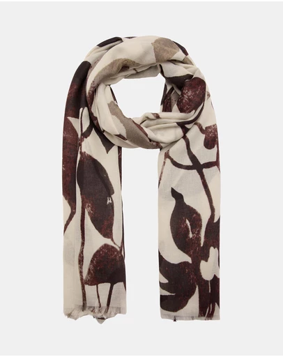 M.N.G - Printed Scarf with Frayed Finishes