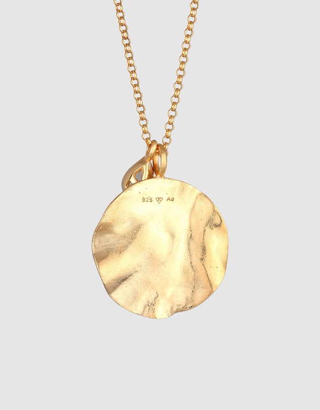 Elli Jewelry - Necklace Coin Organic Design Moonstone Gemstone in 925 Sterling Silver