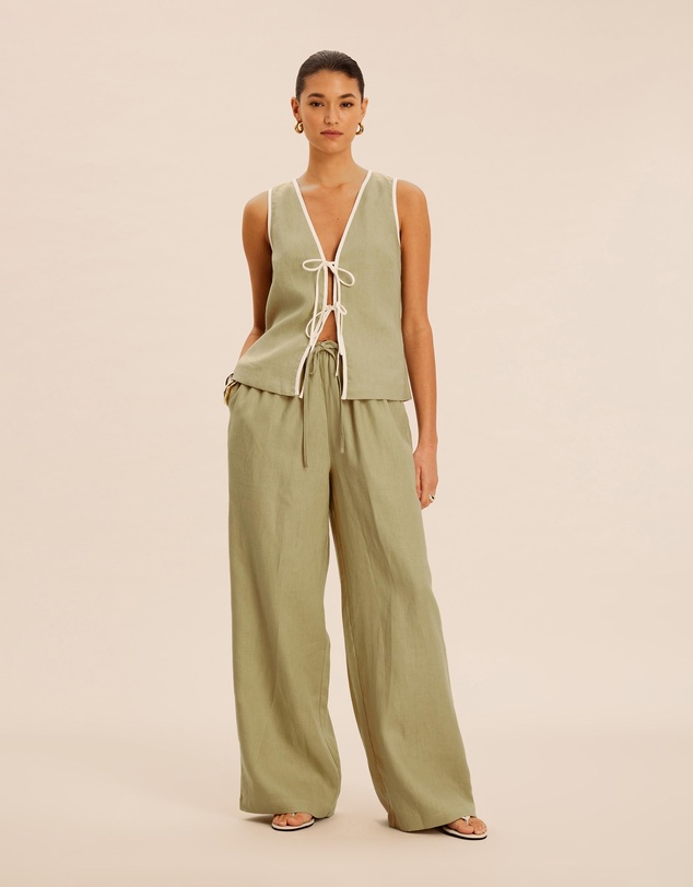 AERE - Sloane Linen Tie Top