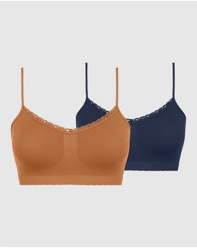 Billet Doux - Zen Attitude Crop Top Style Wirefree Bralette - 2 Pack