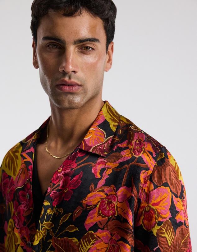 Calibre - Tropic Noir Camp Collar Shirt Rust