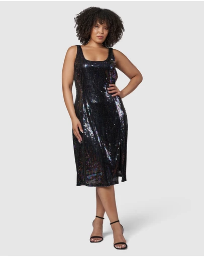 Pink Dusk by Curve Project - Desired Midi Sequin Dress