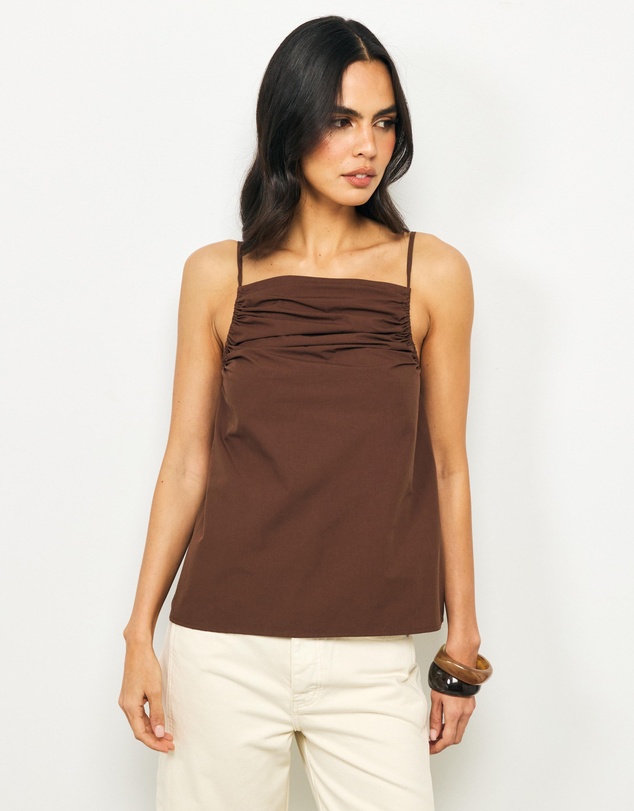 AERE - Zara Ruched Poplin Top