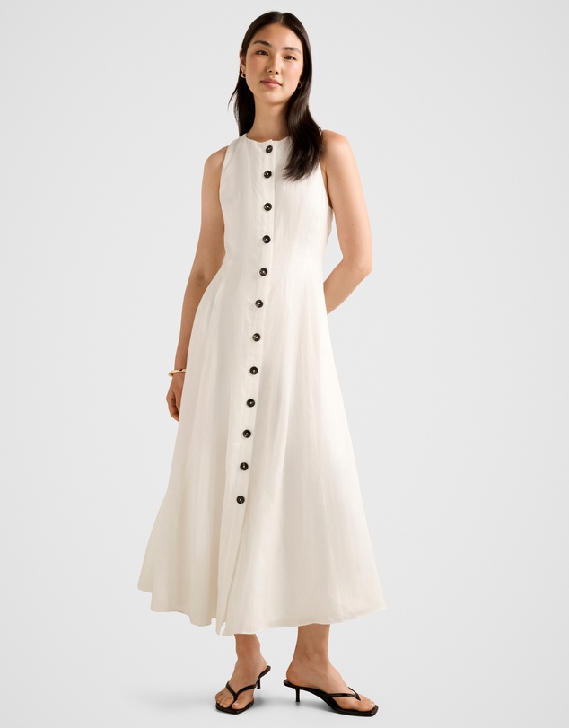 Forever New - Pia Button Front Linen Midi Dress