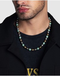 Nialaya Jewellery - 10mm Pastel Metallic Pearl Necklace with Gold