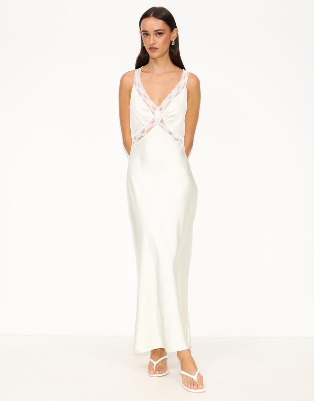 Dazie - Moonlit Lace Satin Maxi Dress