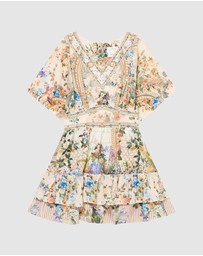 Camilla - Kids V Neck Mini Dress with Layered Frill Hem