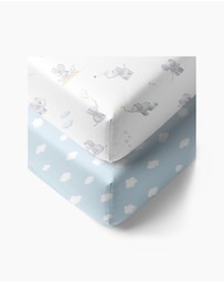 Living Textiles - 2 Pack Organic Cot Fitted Sheet - Elephant Playtime