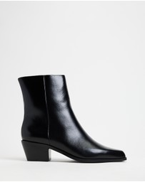 AERE - Smooth Leather Cowboy Ankle Boots