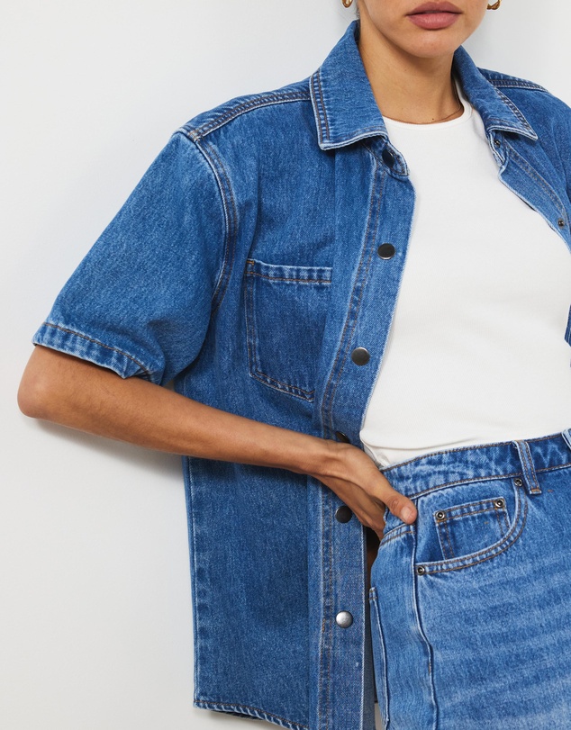 Atmos&Here - Mila Short Sleeve Denim Shacket