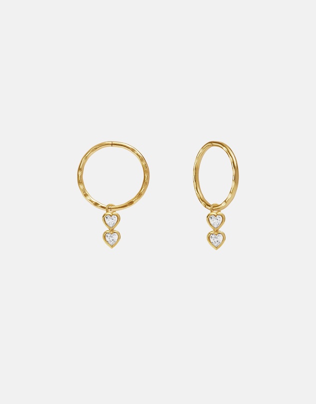 SAINT VALENTINE - Two Of A Kind Heart Mini Hoops - Gold
