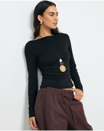 AERE - Cupro Boat Neck Top