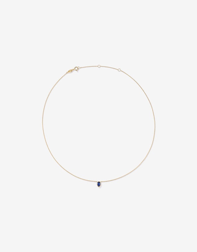 Michael Hill - Oval Blue Created Sapphire Bezel Necklace in 10kt Yellow Gold