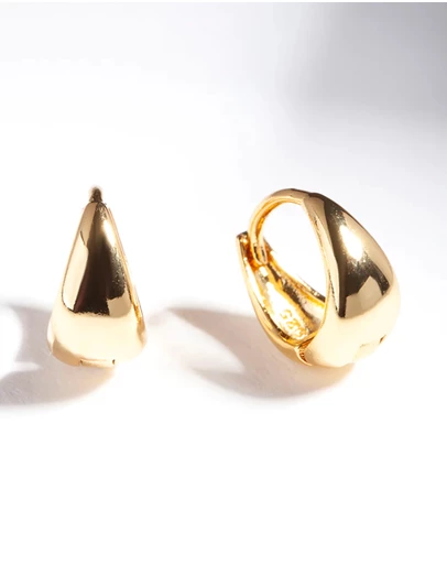 Lovisa - Gold Plated Sterling Silver Oval Huggie Hoop Earrings