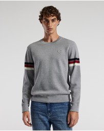 Calibre - Contrast Stripe Crew Sweater Silver