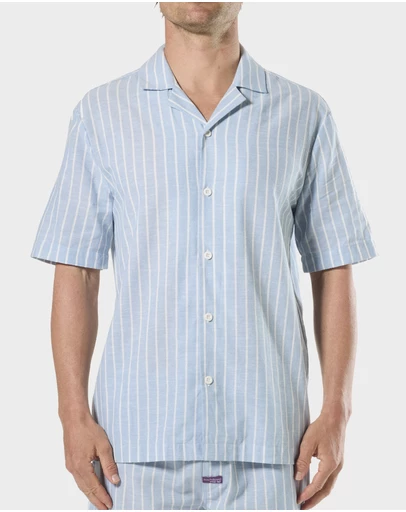 Mitch Dowd - Mitchdowd Mens Blue Stripe Pyjama Top