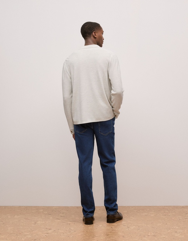 Trenery - Merino Texture Knit Long Sleeve Shirt in Stone
