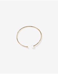 Michael Hill - Cultured Freshwater Pearl and Diamond Torque Bangle in 10kt Yellow Gold