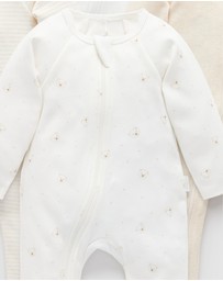 Purebaby - 4 Pack Zip Growsuit -Babies