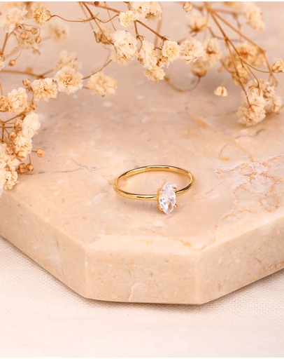 Elli Jewelry - Zirconia Band Ring in Gold-Plated 925 Silver
