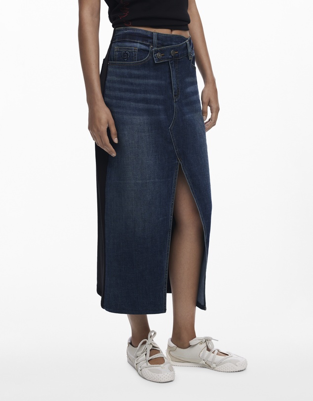 Desigual - Combined denim midi skirt