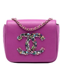 Pre-Loved by Azura Reborn - Pre-Loved Mini Lambskin Giant Crystal CC Flap