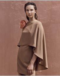 Carla Zampatti - Cinnamon Crepe Cape Mini Dress