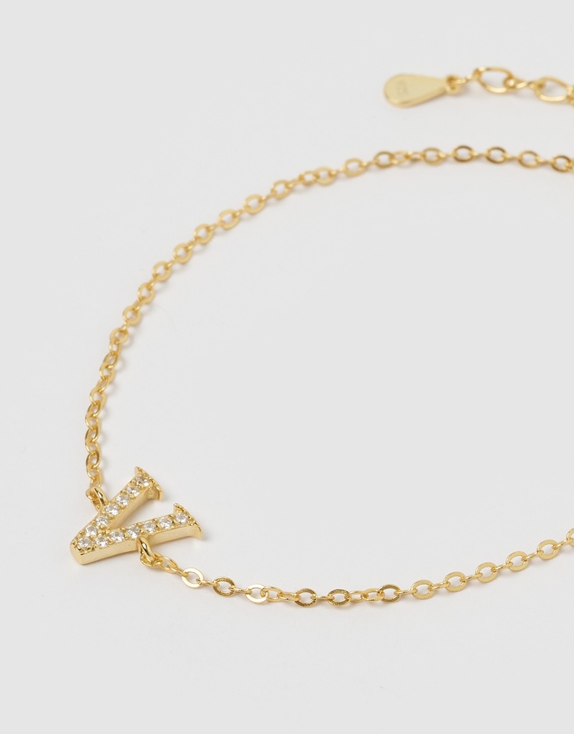 Izoa - Crystal Letter V Bracelet