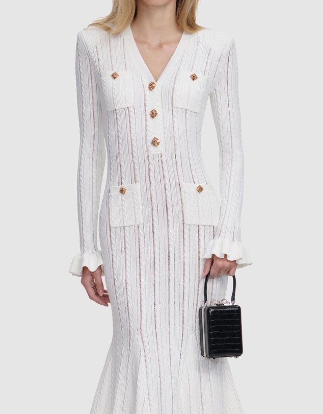 Self Portrait - Pointelle Knit Midi Dress