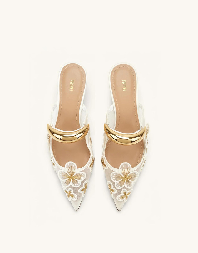 JW PEI - Helena Pierced Floral Mesh Mules